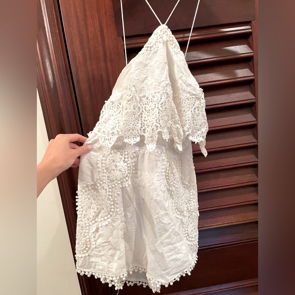 TJD white halter playsuit/romper